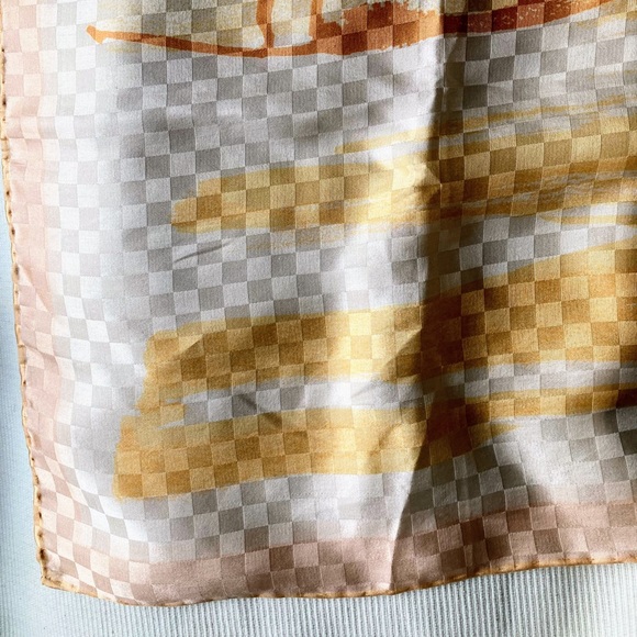 Vintage Vera Neumann Silk Japanese Asian Boat Landscape Square Handrolled Scarf - Picture 10 of 12